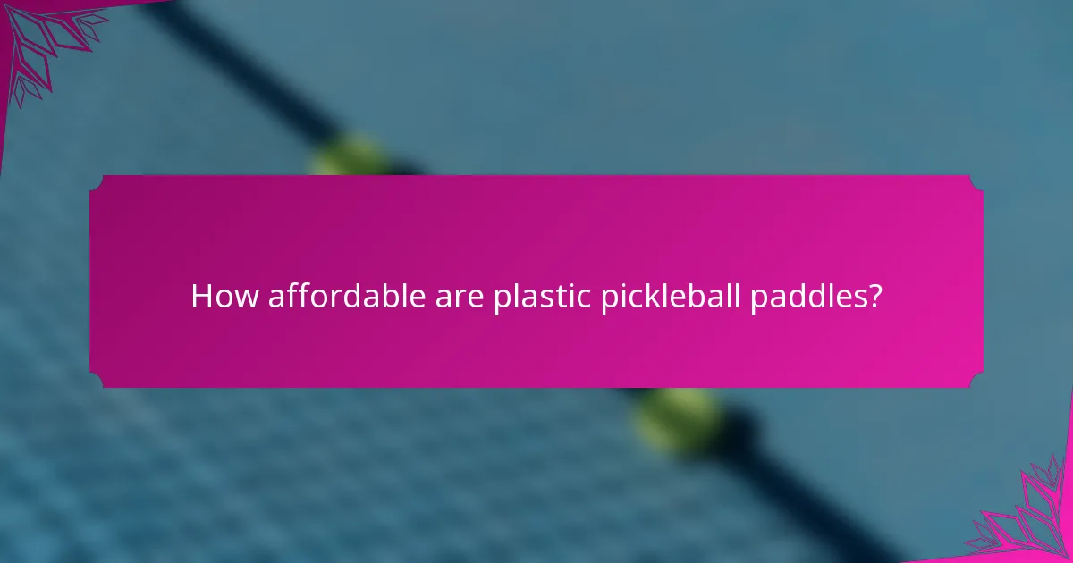 How affordable are plastic pickleball paddles?