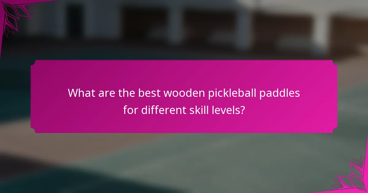 What are the best wooden pickleball paddles for different skill levels?