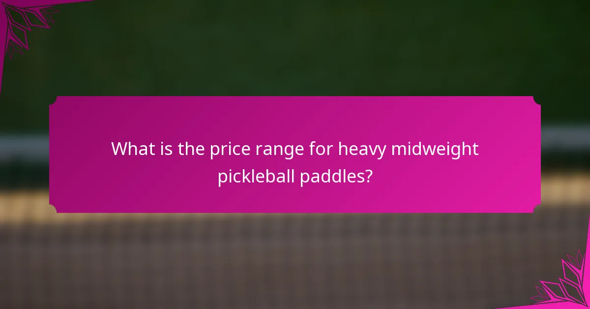 What is the price range for heavy midweight pickleball paddles?