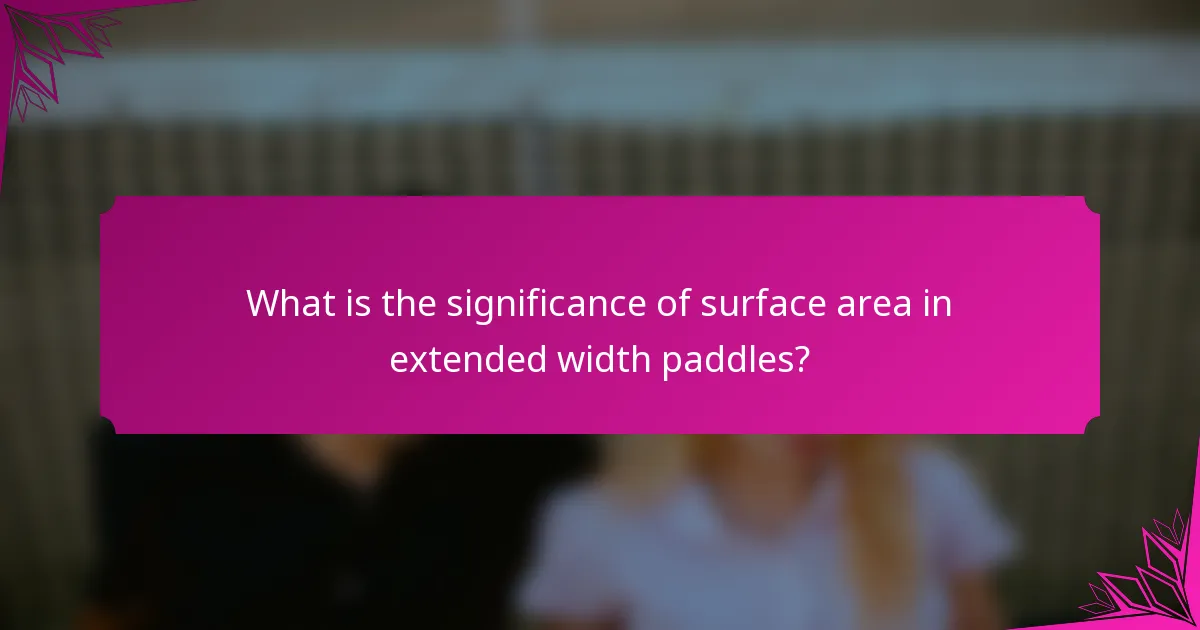 What is the significance of surface area in extended width paddles?