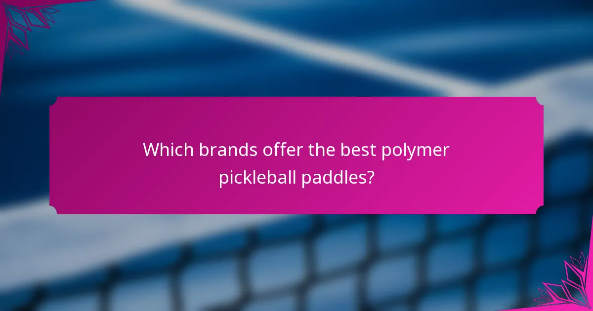 Which brands offer the best polymer pickleball paddles?