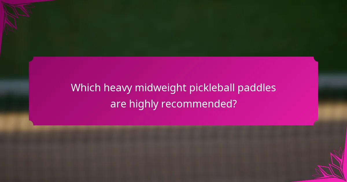 Which heavy midweight pickleball paddles are highly recommended?