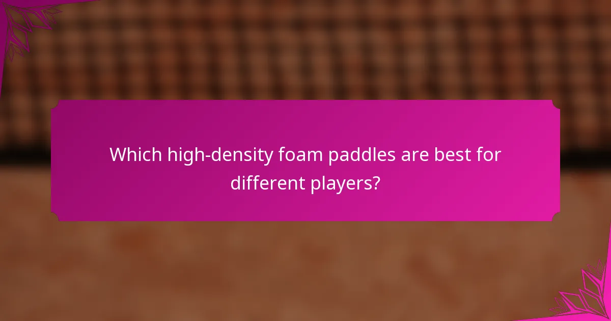 Which high-density foam paddles are best for different players?