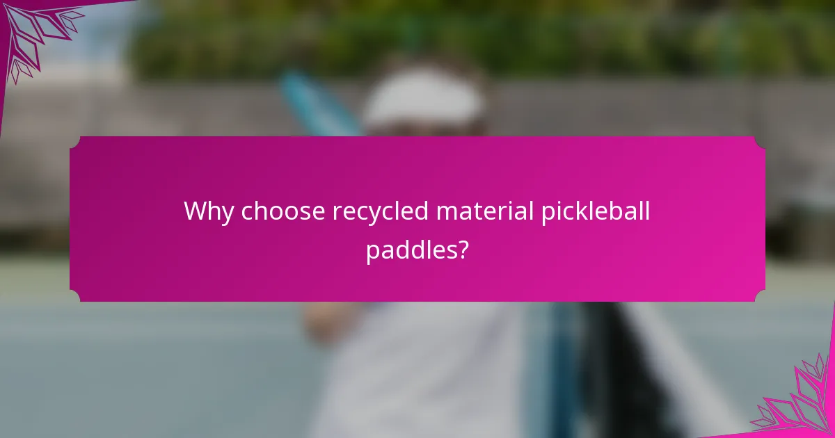 Why choose recycled material pickleball paddles?